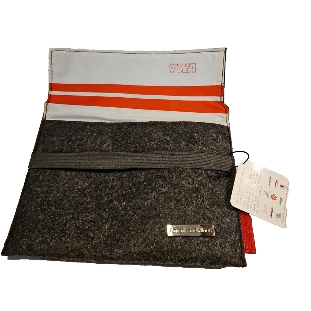 Vintage TWA Airline Small Flap Pouch Bag American Airlines with Tag